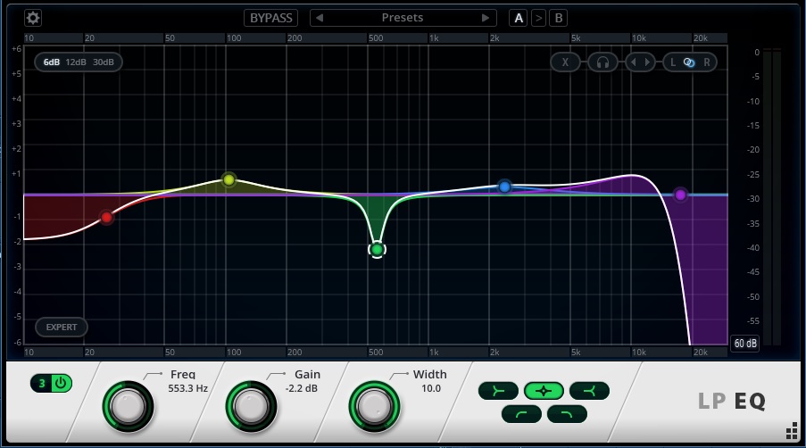 The LP EQ allows up to 20 nodes